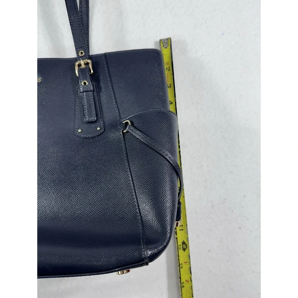 Michael Kors Navy Saffiano Leather Tote Bag Gold Hardware Structured Shoulder